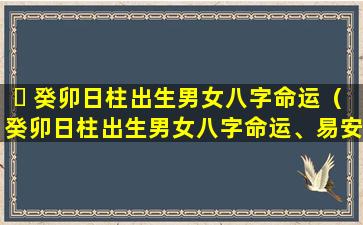 ☘ 癸卯日柱出生男女八字命运（癸卯日柱出生男女八字命运、易安居）